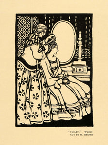 1920 Print Toilet Women Hair Makeup Vanity Dressing Art ORIGINAL HISTORIC INS2