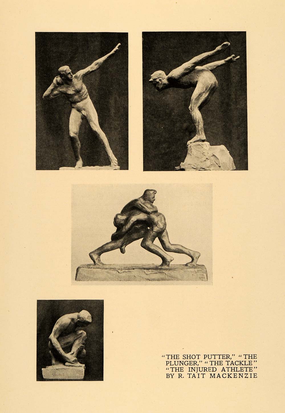 1920 Print Shot Put Nude Sculpture Tait Mackenzie Sport ORIGINAL HISTORIC INS2