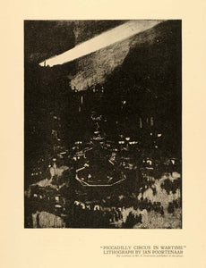 1920 Print Piccadilly Circus Wartime Jan Poortenaar - ORIGINAL HISTORIC INS2