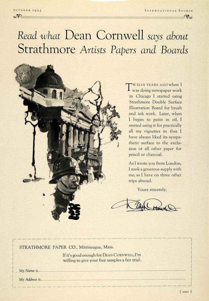 1925 Ad Strathmore Artist Papers Boards Drawing Sketching Painting Dea ...