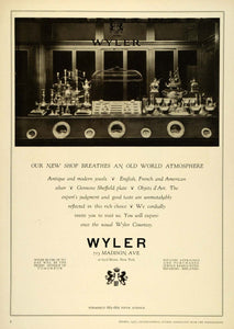 1927 Ad Wyler Shop Antiques Jewels Silver Sheffield Plate Interior INS3