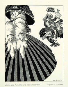 1909 Print Woman Art Nouveau Men Victorian Suzanne Sovereigns John P INS4