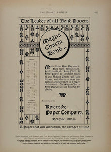 1897 Ad Riverside Paper Company Holyoke A. Koester - ORIGINAL ADVERTISING IP1