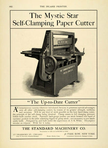 1899 Ad Standard Machinery Co Mystic Start Self-Clamping Paper Cutter IP1