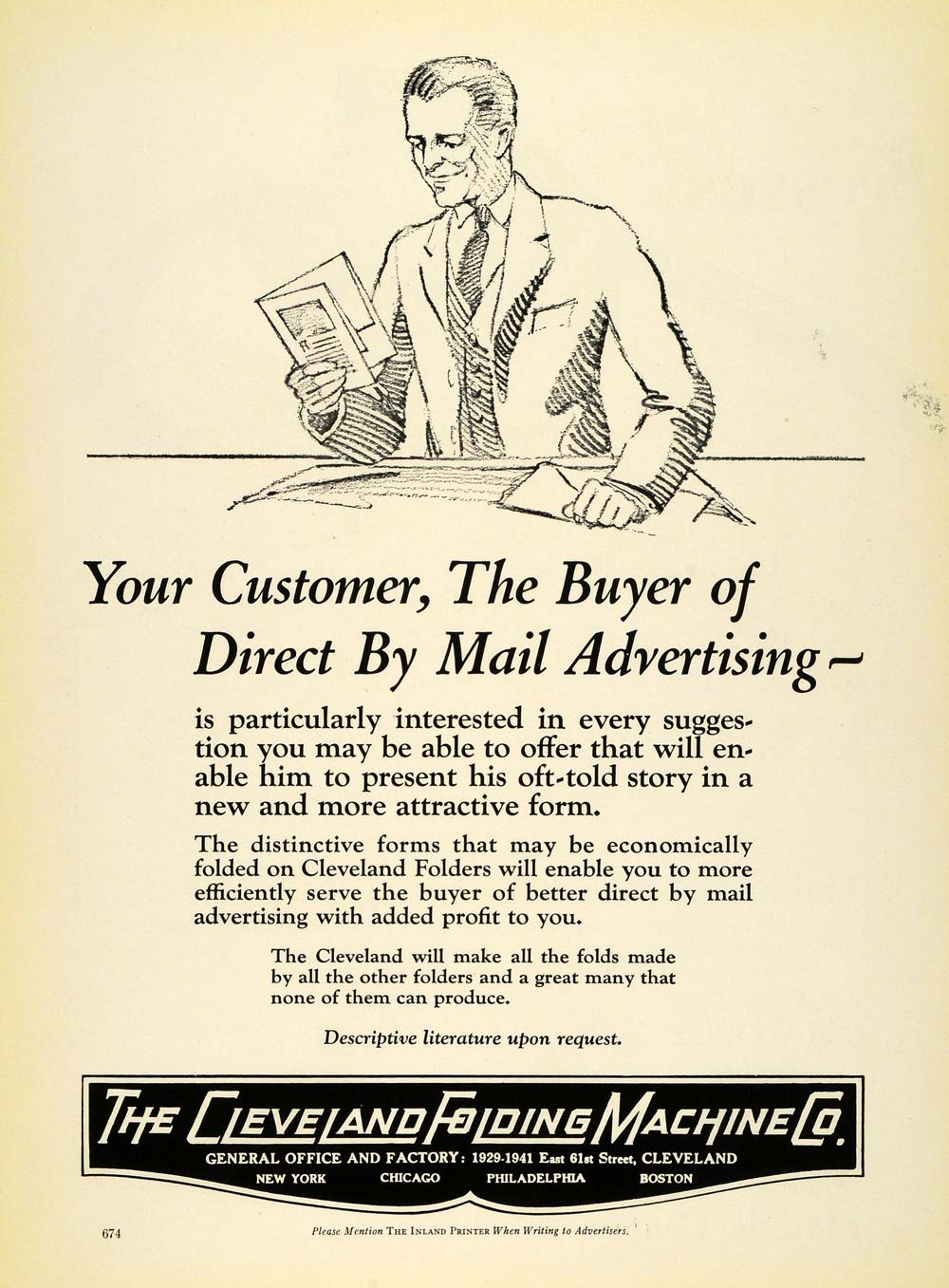 1925 Ad Cleveland Folding Machine Co Folders Machinery Vintage Cleveland IP1