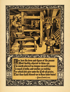 1925 Print Peter Dorbell 1543 Quote Printing Press Machine Scheffter Art IP1