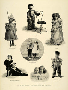 1899 Print Adorable Victorian Children Fashion Sailor Suits Overall Costumes IP1