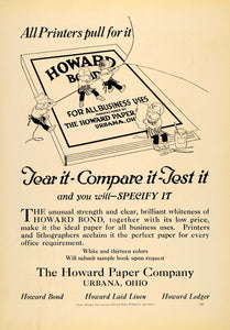 1921 Ad Howard Paper Co. Printing Sheets Urbana Ohio - ORIGINAL ADVERTISING IPR1