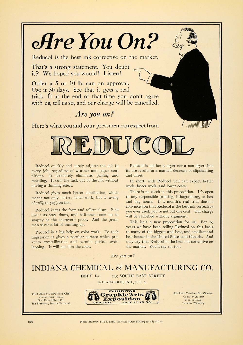 1921 Ad Indiana Chemical & Manufacturing Co. Reducol - ORIGINAL ADVERTISING IPR1