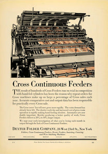 1921 Ad Dexter Folder Cross Continues Feeders Machine - ORIGINAL IPR1