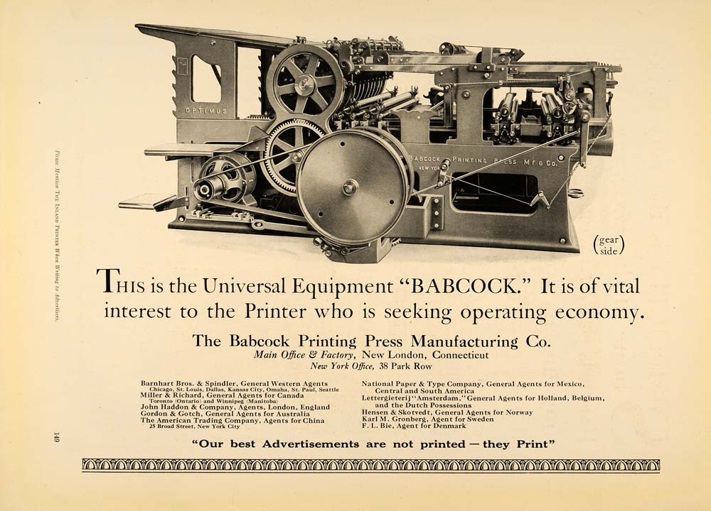 1921 Ad Babcock Printing Press Mfg. Co. Equipment CT - ORIGINAL ADVERTISING IPR1