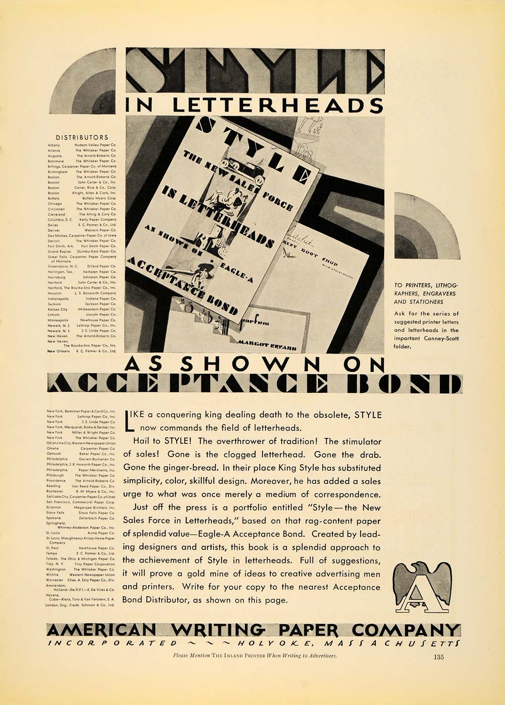 1930 Ad American Writing Paper Co. Letterheads Bonds - ORIGINAL ADVERTISING IPR1