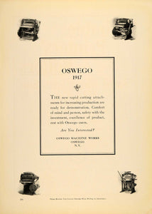 1917 Ad Oswego Machine Works Equipment New York - ORIGINAL ADVERTISING IPR1