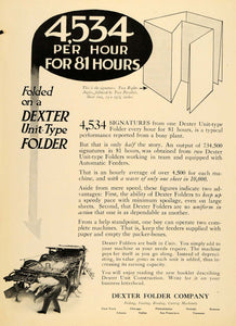 1917 Ad Dexter Folder Co. Unit-Type Cutting Machinery - ORIGINAL IPR1