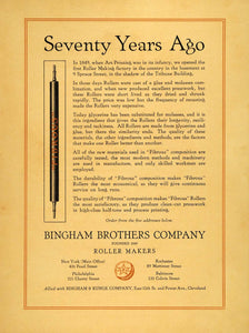 1919 Ad Bingham Brothers Co. Roller Makers Fibrous - ORIGINAL ADVERTISING IPR1
