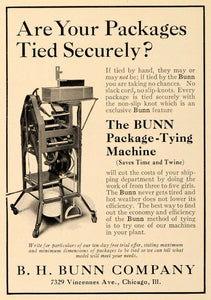1922 Ad Bunn Package Tying Machine Twine Boxes Slack - ORIGINAL ADVERTISING IPR1
