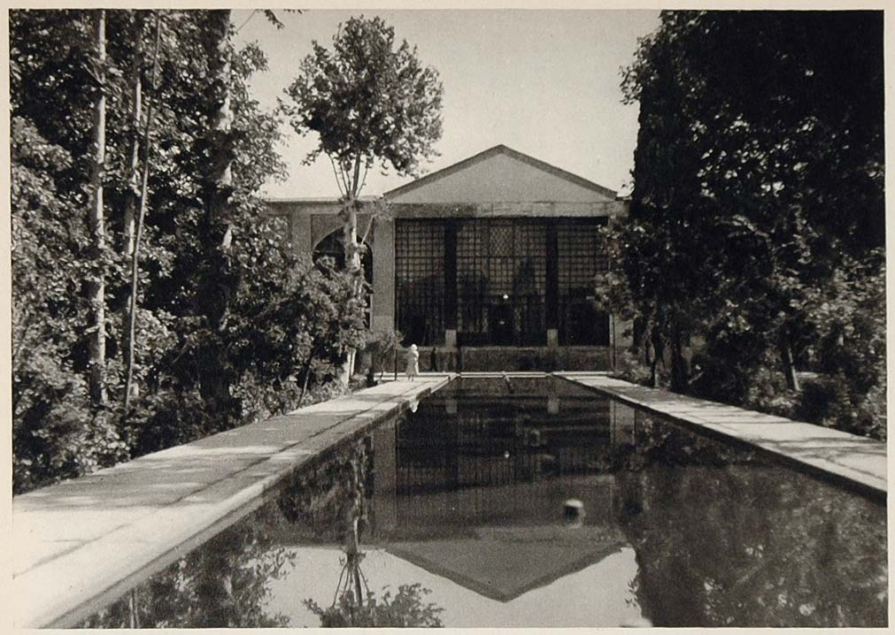 1937 Post Office Building Gardens Shiraz Iran Persia - ORIGINAL PHOTOGRAVURE IR1