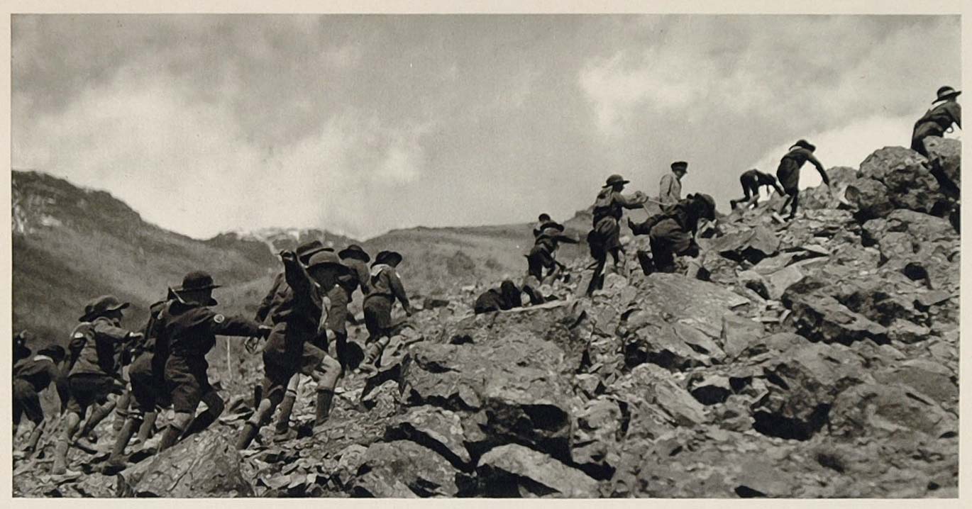 1937 Boy Scouts Hiking Mountains Tehran Iran Persia - ORIGINAL PHOTOGRAVURE IR1