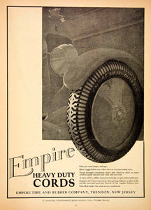 1925 Ad Empire Heavy Duty Cords Tire Rubber Tread Wheel Balloon Rim IRR1