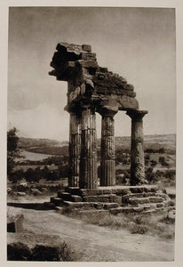 1926 Temple Castor Pollux Girgenti Agrigento Sicily - ORIGINAL PHOTOGRAVURE IS1