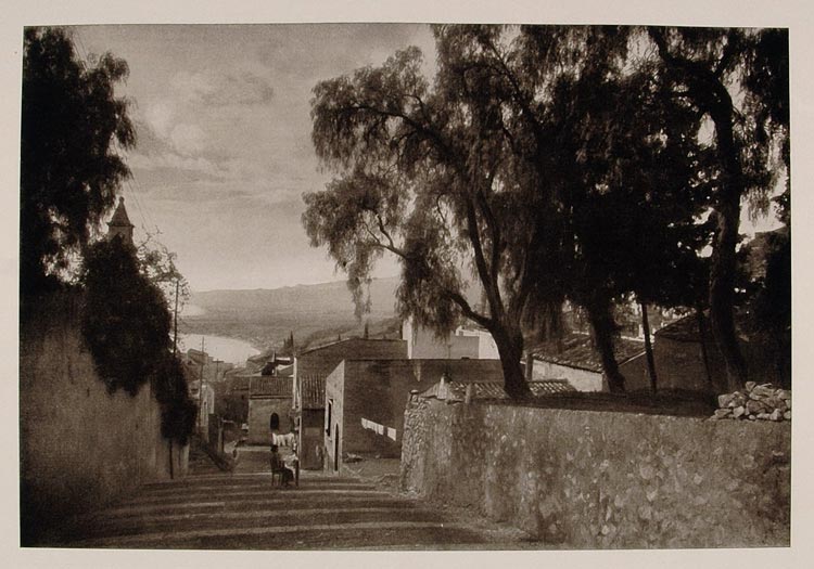 1926 Street Strada Taormina Sicily Sicilia Photogravure - ORIGINAL IS1
