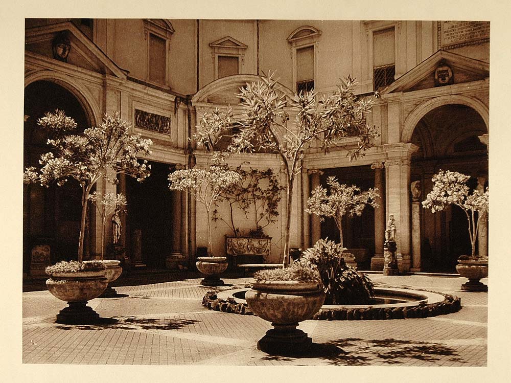 1925 Courtyard Belvedere Italy Vatican City Bramante - ORIGINAL PHOTOGRAVURE IT2