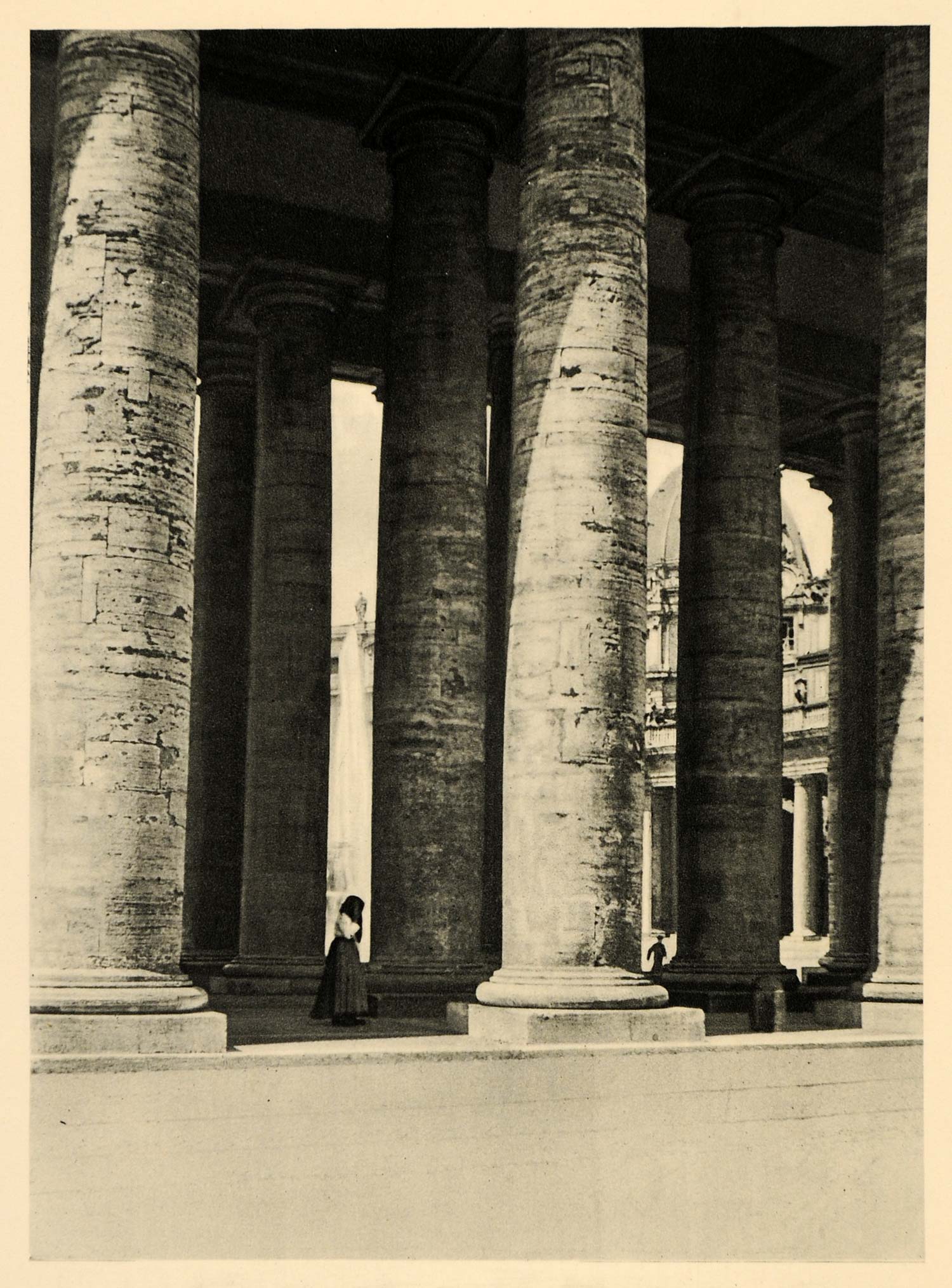 1927 Rome Colonnade St. Peter's Basilica Architecture - ORIGINAL IT3