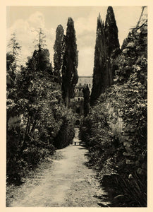 1927 Villa d'Este Tivoli Rome Garden Path Photogravure - ORIGINAL IT3