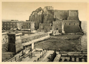1927 Naples Napoli Italy Castel dell'Ovo Gulf Castle - ORIGINAL PHOTOGRAVURE IT3