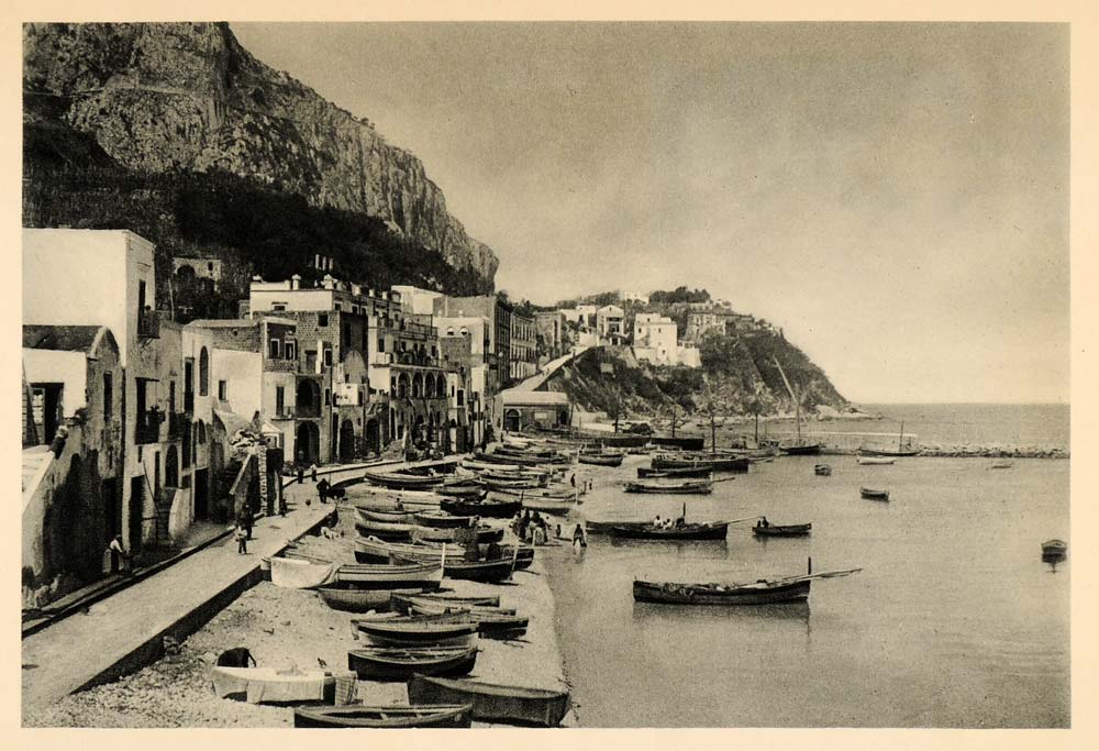 1927 Capri Italy Island Marina Grande Boats Buildings - ORIGINAL IT3