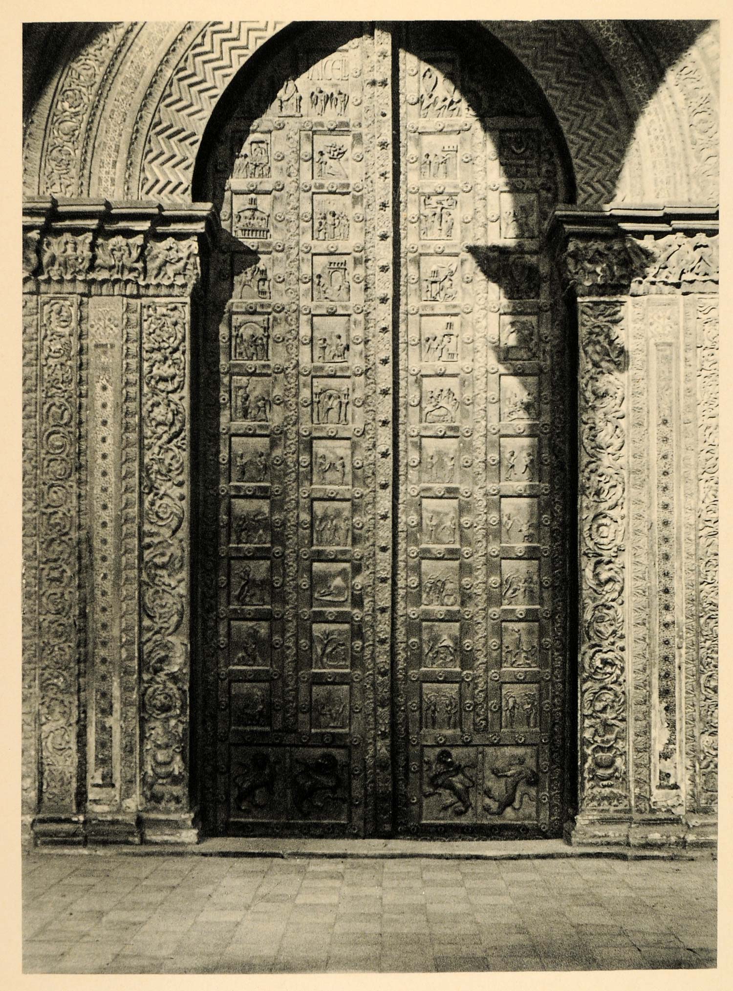 1927 Monreale Sicily Cathedral Door Norman Architecture - ORIGINAL IT3