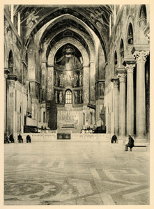 1927 Monreale Sicily Cathedral Nave Norman Architecture - ORIGINAL IT3