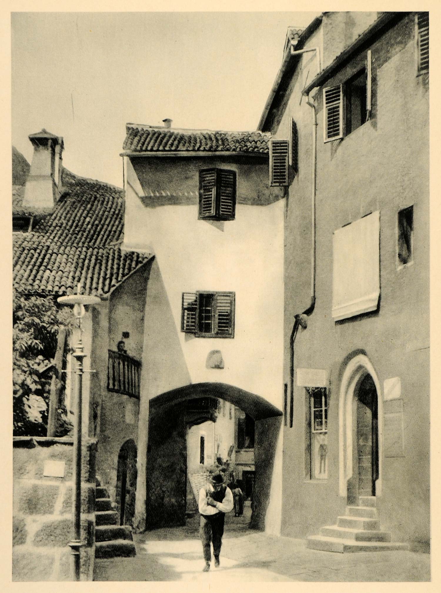 1927 Merano Italy Town Street Buildings Architecture - ORIGINAL PHOTOGRAVURE IT3