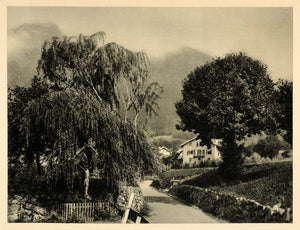 1927 Merano Italy Road Castle Tyrol Tirolo Landscape - ORIGINAL PHOTOGRAVURE IT3