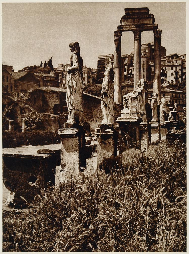1925 Photogravure House of the Vestal Virgins Roman Forum Atrium Vestae Rome