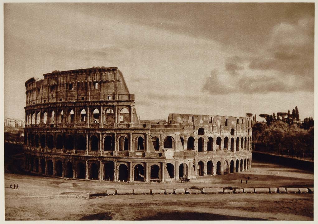 1925 Photogravure Roman Colosseum Flavian Amphitheatre Ancient Rome Architecture