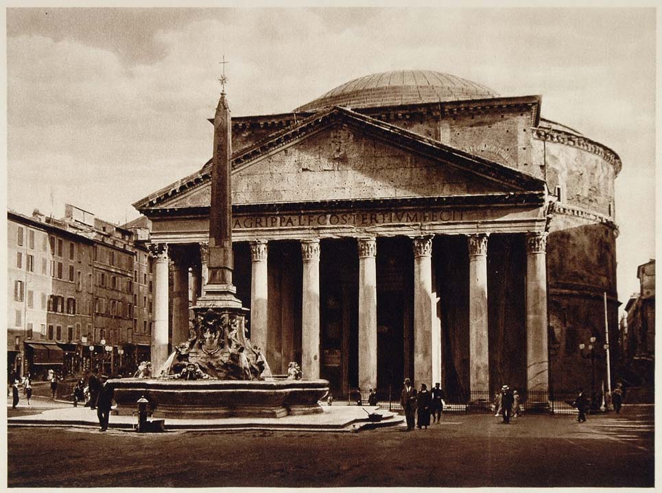 1925 Photogravure Pantheon Panteon Rome Ancient Roman Temple Church Architecture