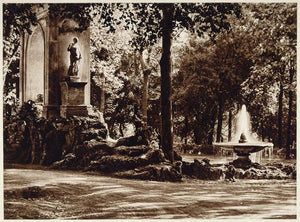 1925 Photogravure Fontana D'Esculapio Fountain Villa Umberto Borghese Rome Roma