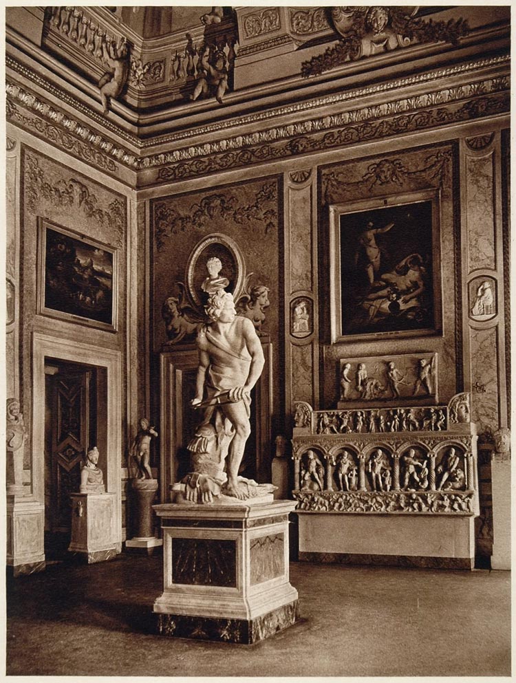 1925 Photogravure Bernini David Stature Galleria Borghese Rome Italy Baroque Art