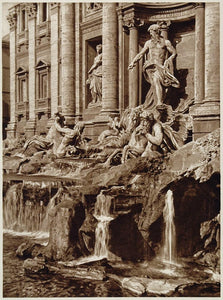 1925 Photogravure Trevi Fountain Rome Nicola Salvi Roma Fontana Kurt Hielscher