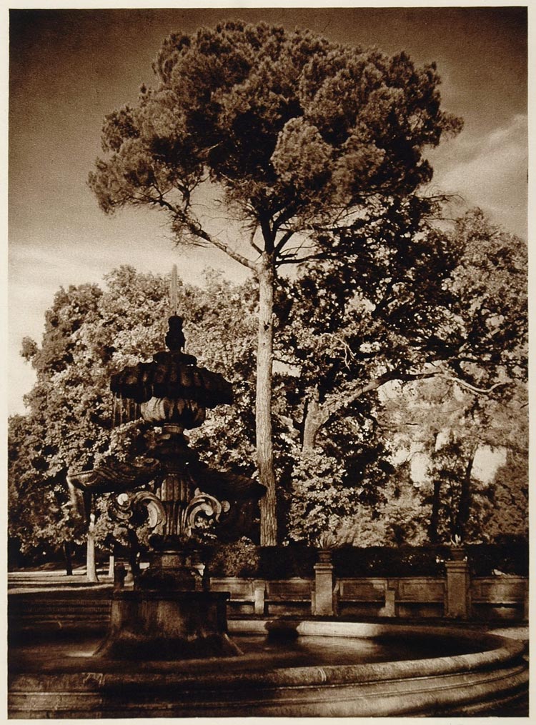 1925 Photogravure Fountain Villa Doria Pamphill Rome Italy Garden Park Landscape