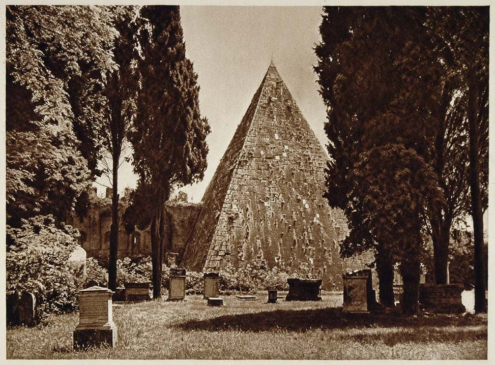 1925 Photogravure Pyramid of Cestius Piramide di Cestia Rome Roman Architecture