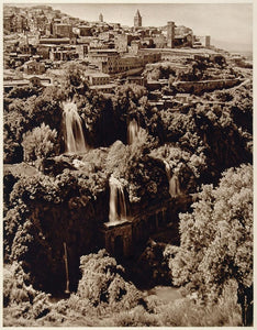 1925 Waterfall Tivoli Italy Aniene River Waterfalls Cityscape Landscape Italian