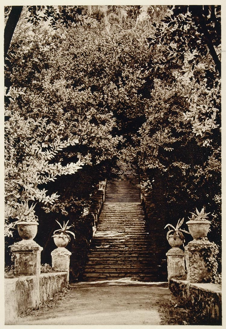 1925 Photogravure Villa d'Este Tivoli Italian Renaissance Architecture Steps