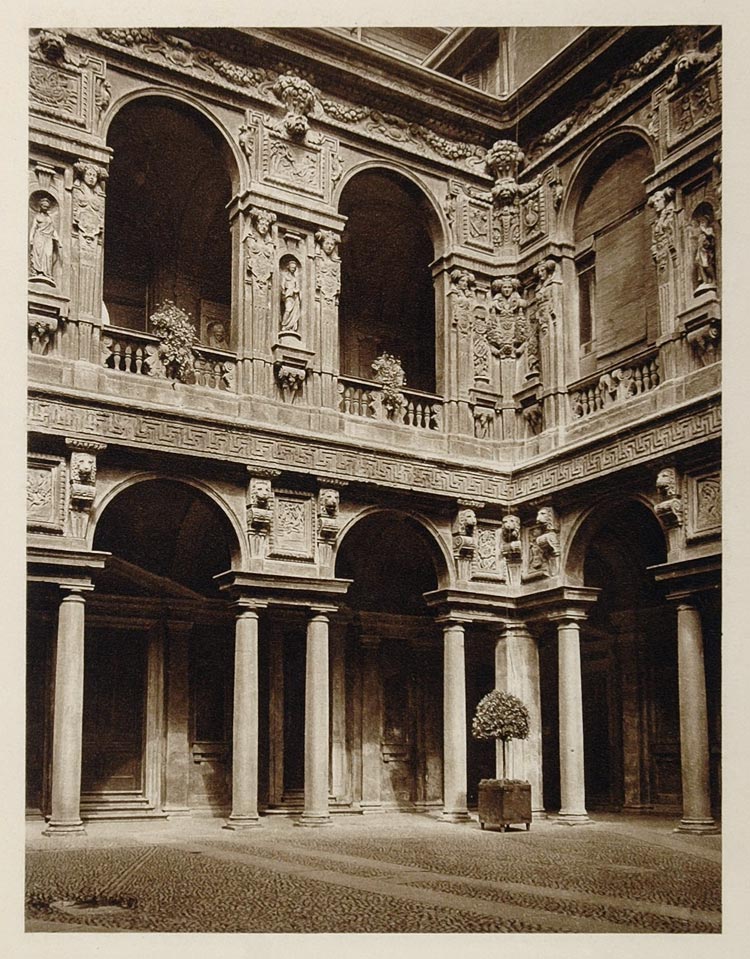 1925 Court Courtyard Palazzo Marino Milan Milano Italy - ORIGINAL ITALY3