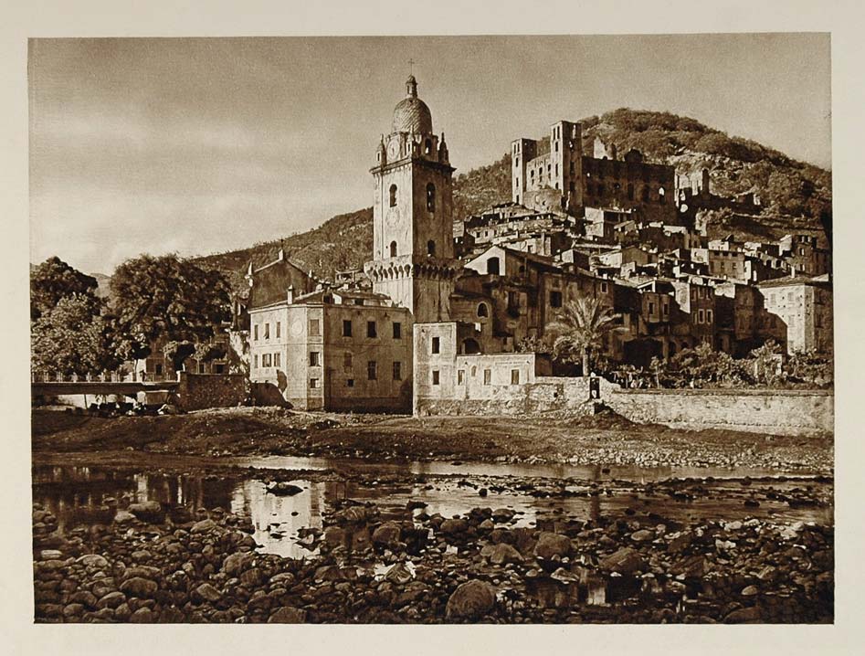 1925 Dolceacqua Italy Italian Town Nervia River Print - ORIGINAL ITALY3
