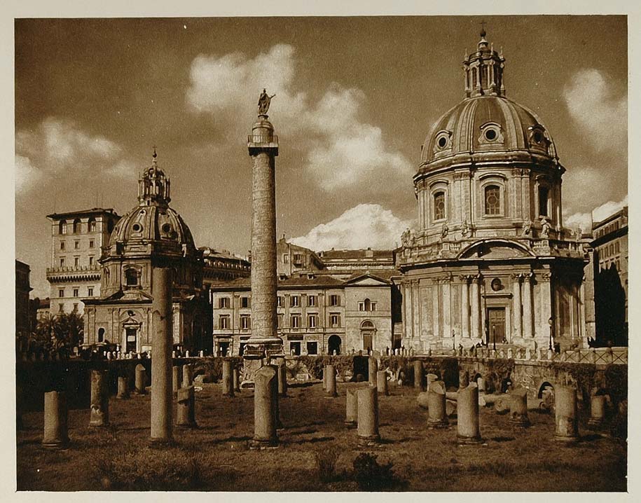 1925 Ruins Trajan Forum Column Foro Rome Archaeology - ORIGINAL ITALY3