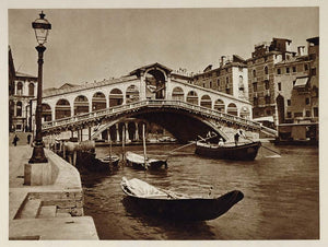 1925 Ponte di Rialto Bridge Italy Venice Venezia Venedig Gondola Hielscher ITALY