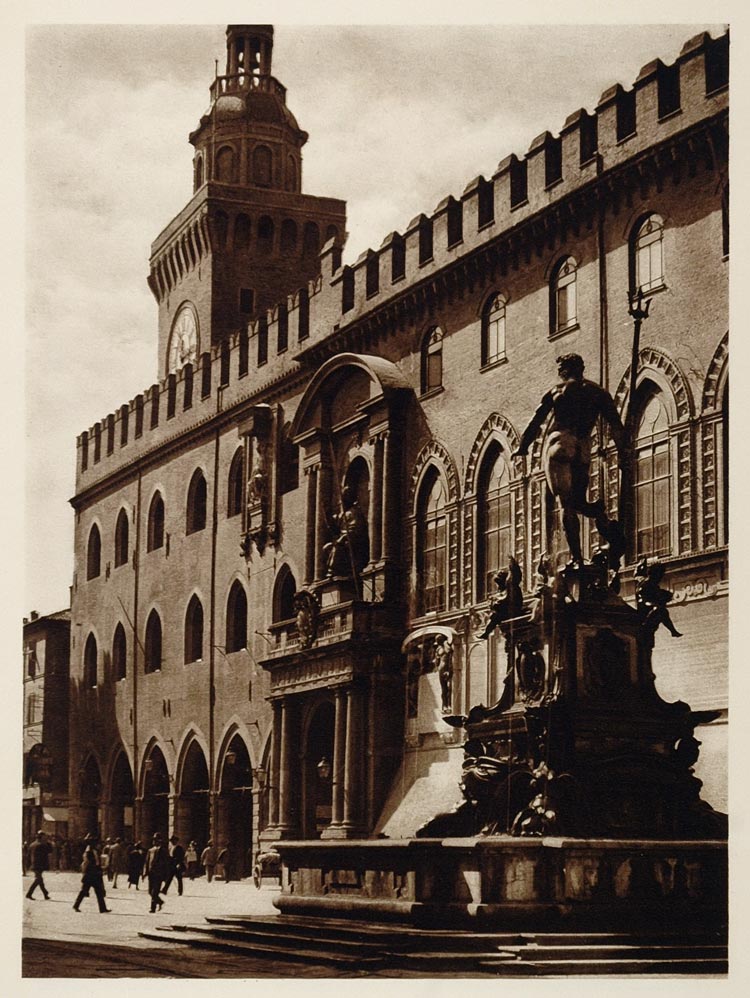 1925 Palazzo Comunale Bologna Italy Kurt Hielscher - ORIGINAL PHOTOGRAVURE ITALY
