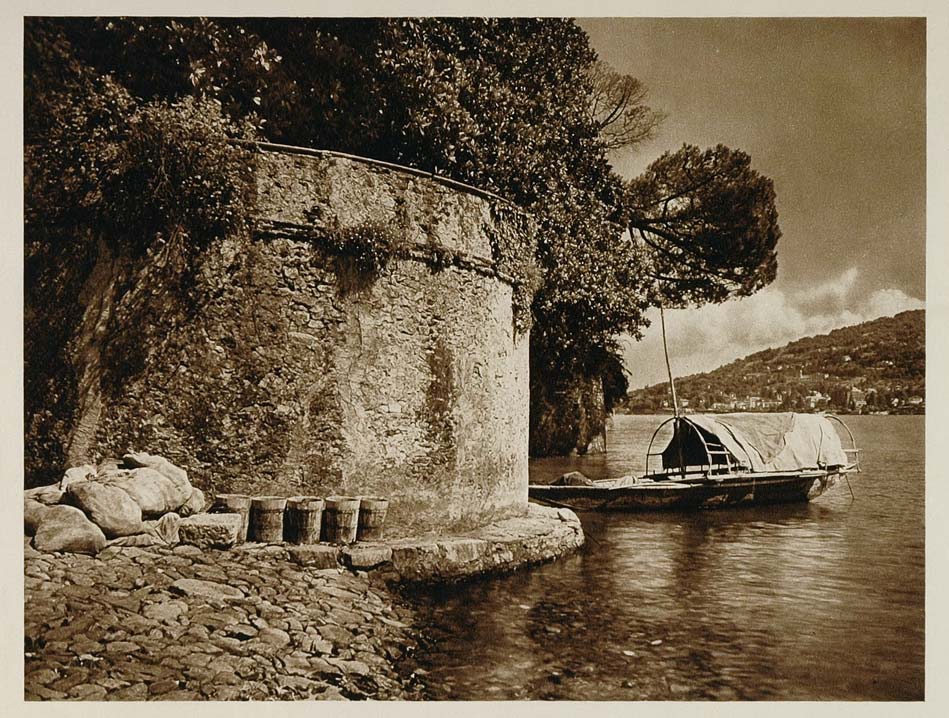 1925 Isola Bella Lake Lago Maggiore Island Boat Italy - ORIGINAL ITALY
